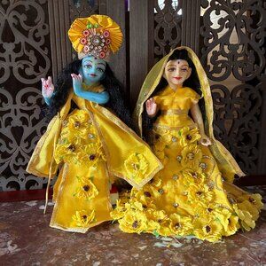 12" marble Radha Krishna Deities with outfit